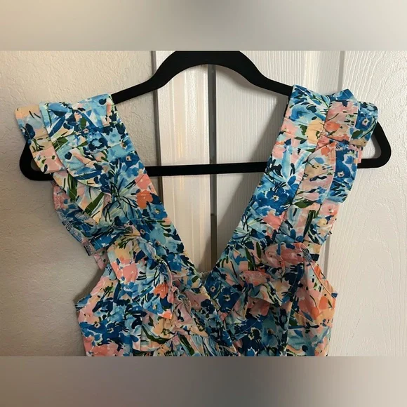 Abercrombie & Fitch Blue and Pink Floral Mini Dress size small - Picture 2 of 6